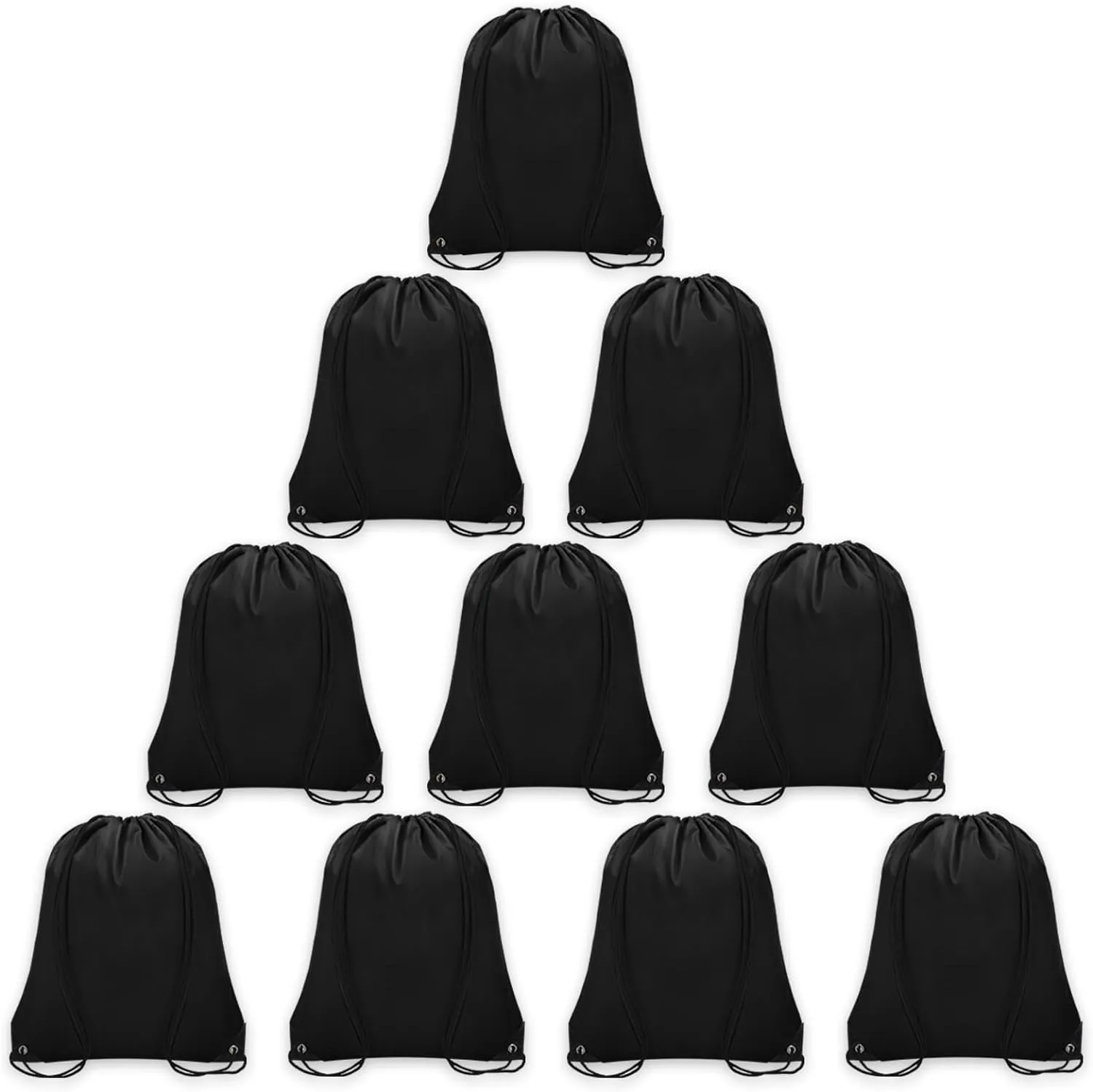 10Pcs Drawstring Backpack Bulk Cinch Bag, Drawstring Bags Polyester for Gym Sports Beach Party Trip (Black)