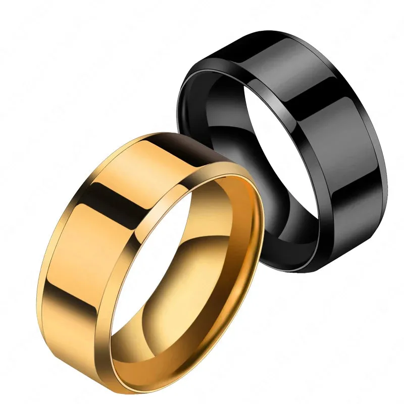 8mm Black Titanium Stainless Men Ring Simple Wedding Bands Rings Gift For Male Jewelry Size 5-13 Drop shipping