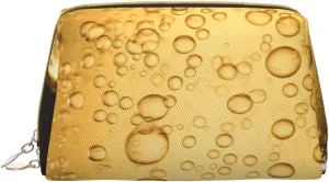 Beer Bubble printed Leather Portable Cosmetic Bag Toiletry Bag Clutch Bag