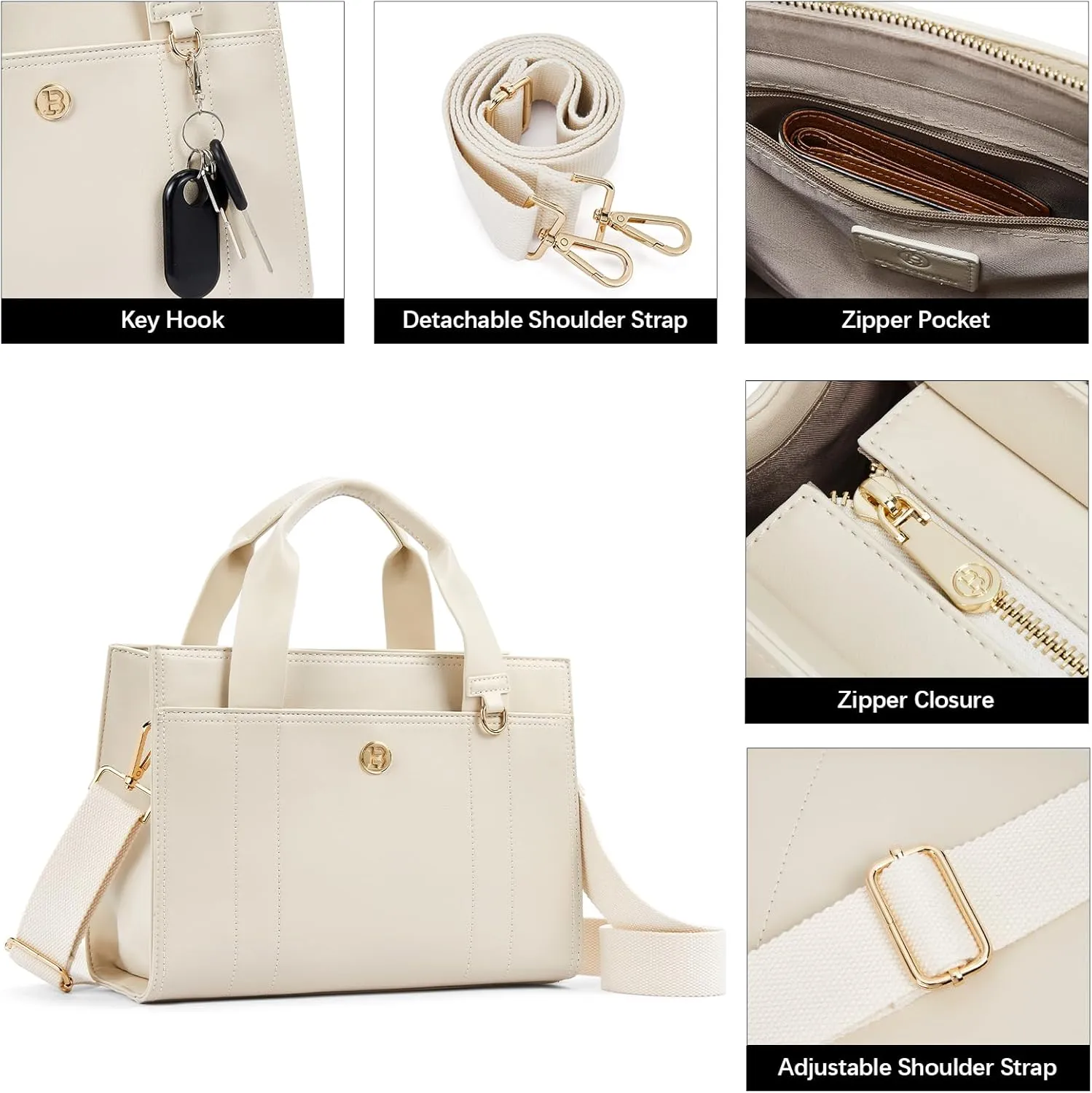 BOSTANTEN Small Tote Bag for Women Crossbody Trendy Purses Vegan Leather Satchel Handbags with Shoulder Strap