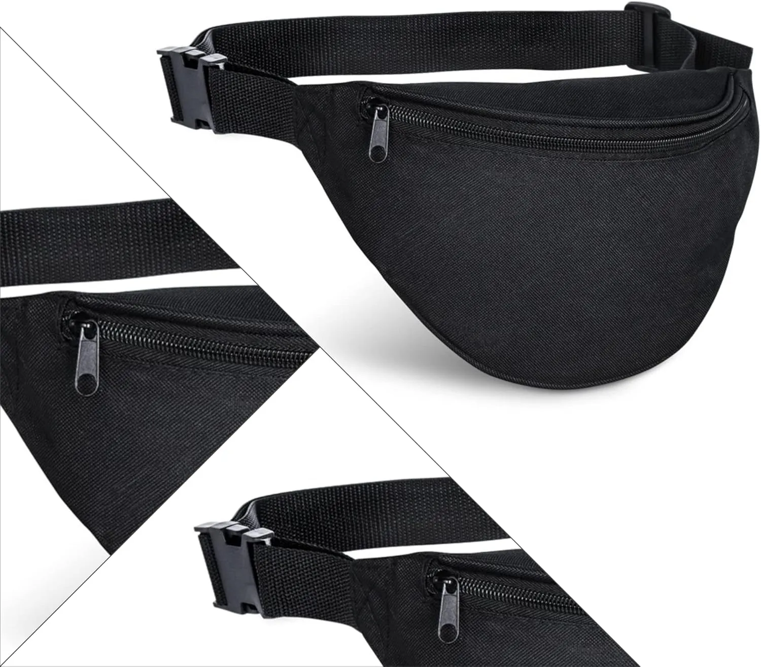 BuyAgain Fanny Pack, Unisex 2 Zipper Quick Release Buckle Travel Sport Running Waist Fanny Pack For Women Men