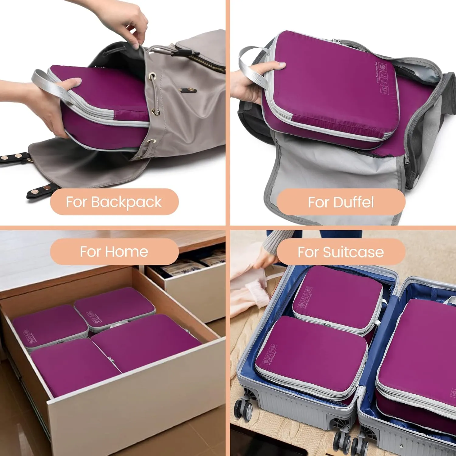 Cambond Compression Packing Cubes for Travel Women - Travel Bags Luggage Organizers Travel Essentials Compression Cubes for Travel Carry on Suitcases