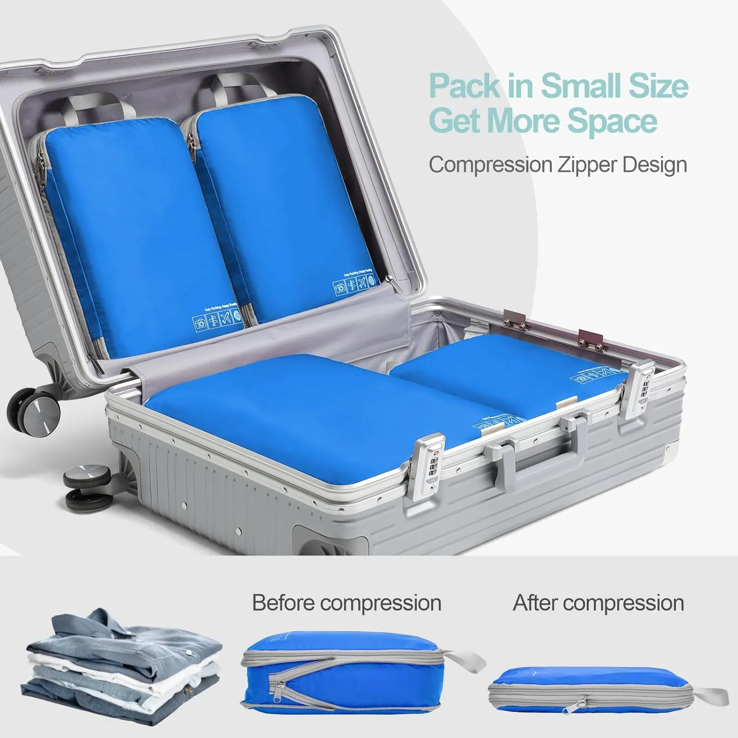 Cambond Compression Packing Cubes for Travel Women - Travel Bags Luggage Organizers Travel Essentials Compression Cubes for Travel Carry on Suitcases