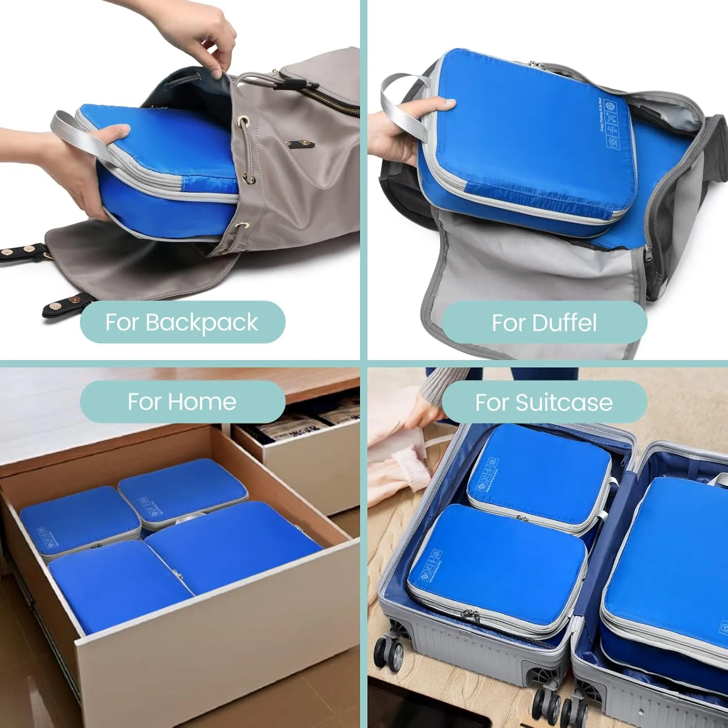 Cambond Compression Packing Cubes for Travel Women - Travel Bags Luggage Organizers Travel Essentials Compression Cubes for Travel Carry on Suitcases