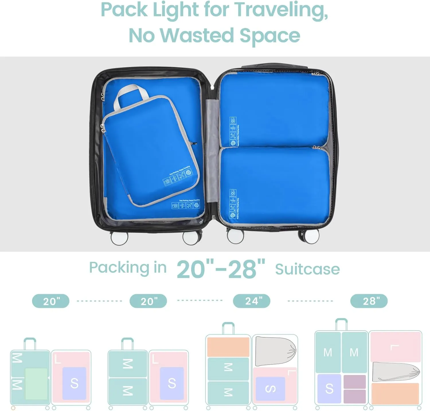 Cambond Compression Packing Cubes for Travel Women - Travel Bags Luggage Organizers Travel Essentials Compression Cubes for Travel Carry on Suitcases