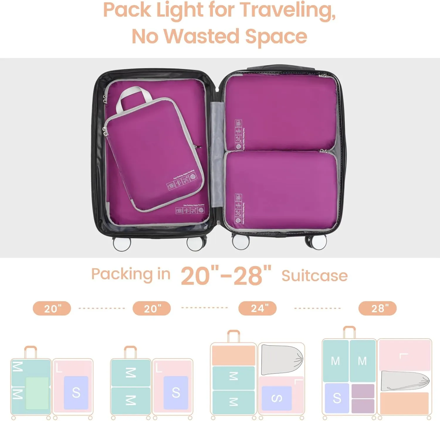 Cambond Compression Packing Cubes for Travel Women - Travel Bags Luggage Organizers Travel Essentials Compression Cubes for Travel Carry on Suitcases