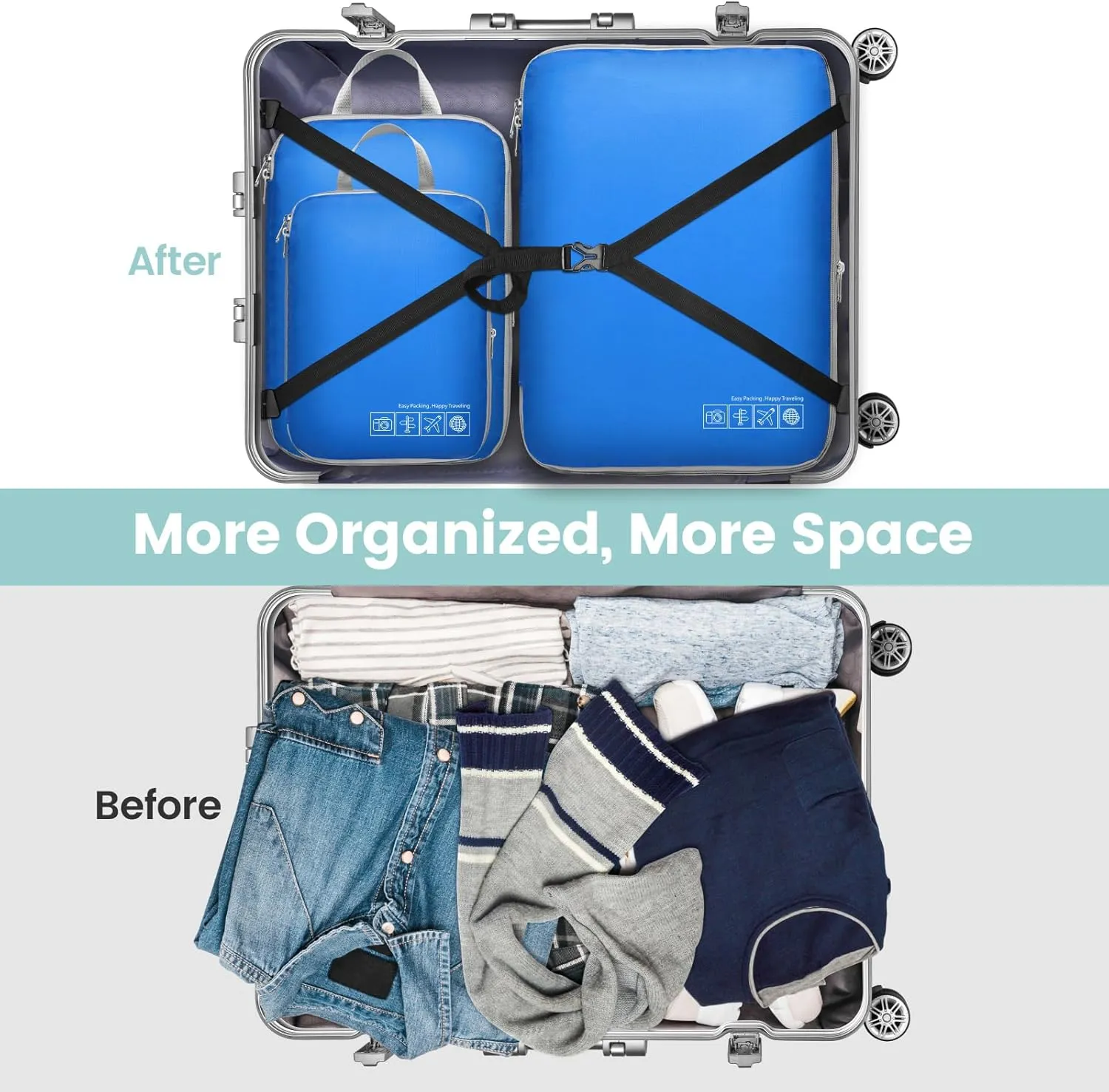 Cambond Compression Packing Cubes for Travel Women - Travel Bags Luggage Organizers Travel Essentials Compression Cubes for Travel Carry on Suitcases