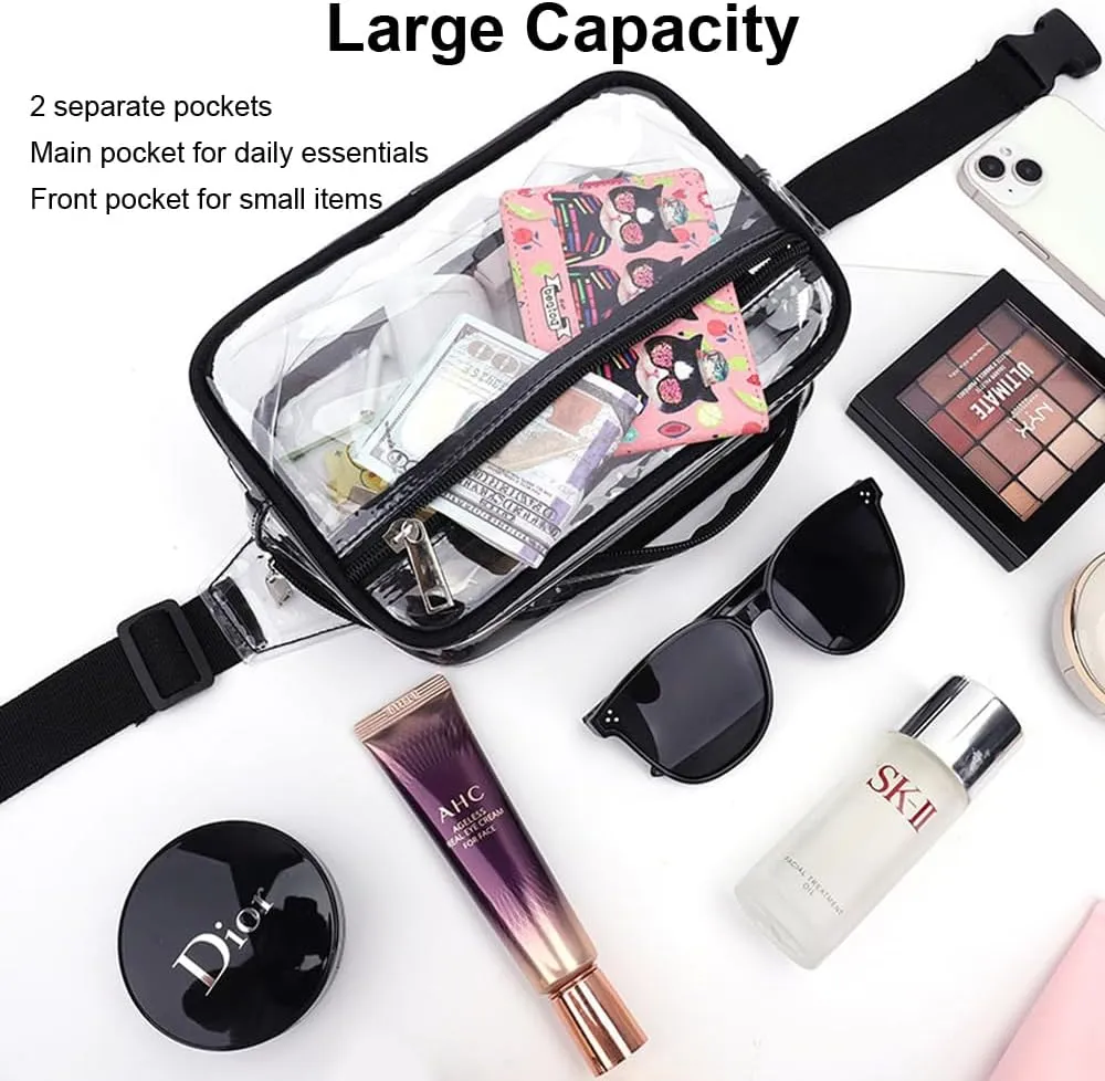 Clear Fanny Packs for Women - Stadium Approved Crossbody Bags (White)