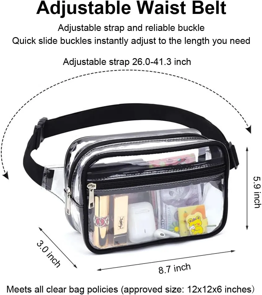 Clear Fanny Packs for Women - Stadium Approved Crossbody Bags (White)