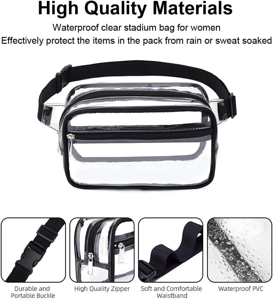 Clear Fanny Packs for Women - Stadium Approved Crossbody Bags (White)