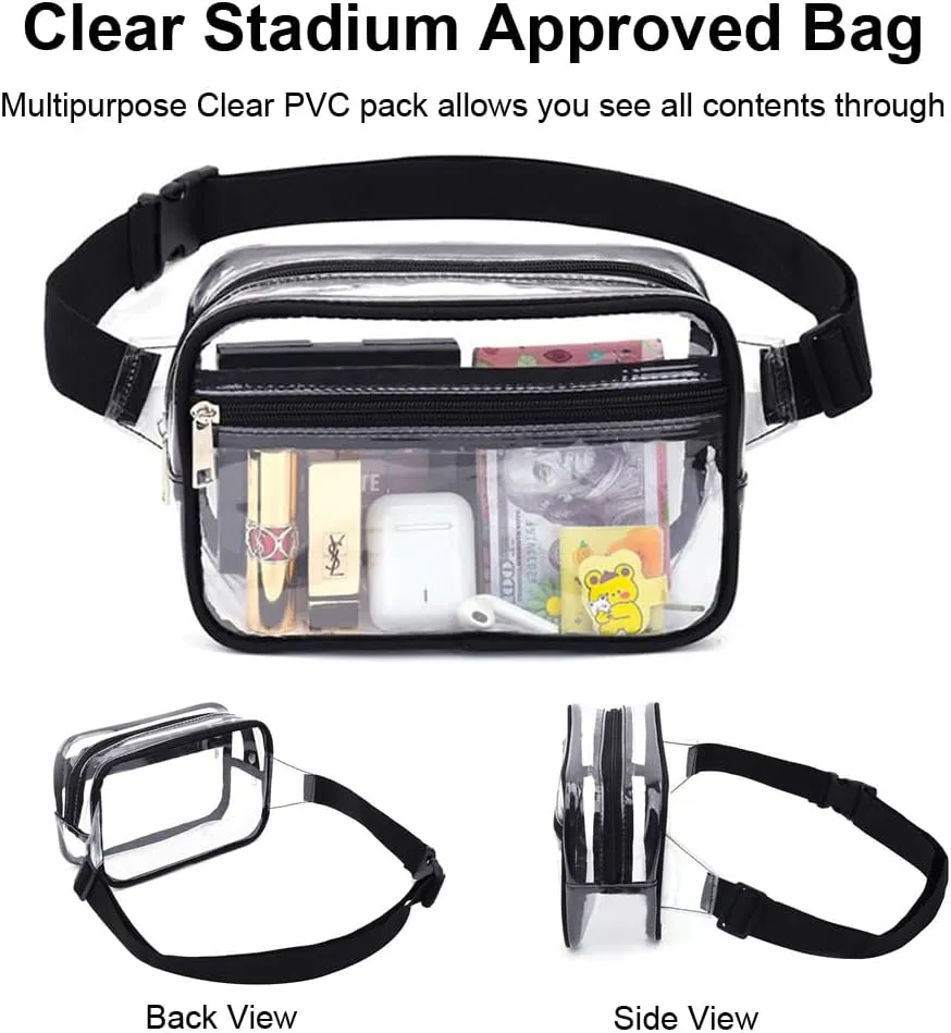 Clear Fanny Packs for Women - Stadium Approved Crossbody Bags (White)