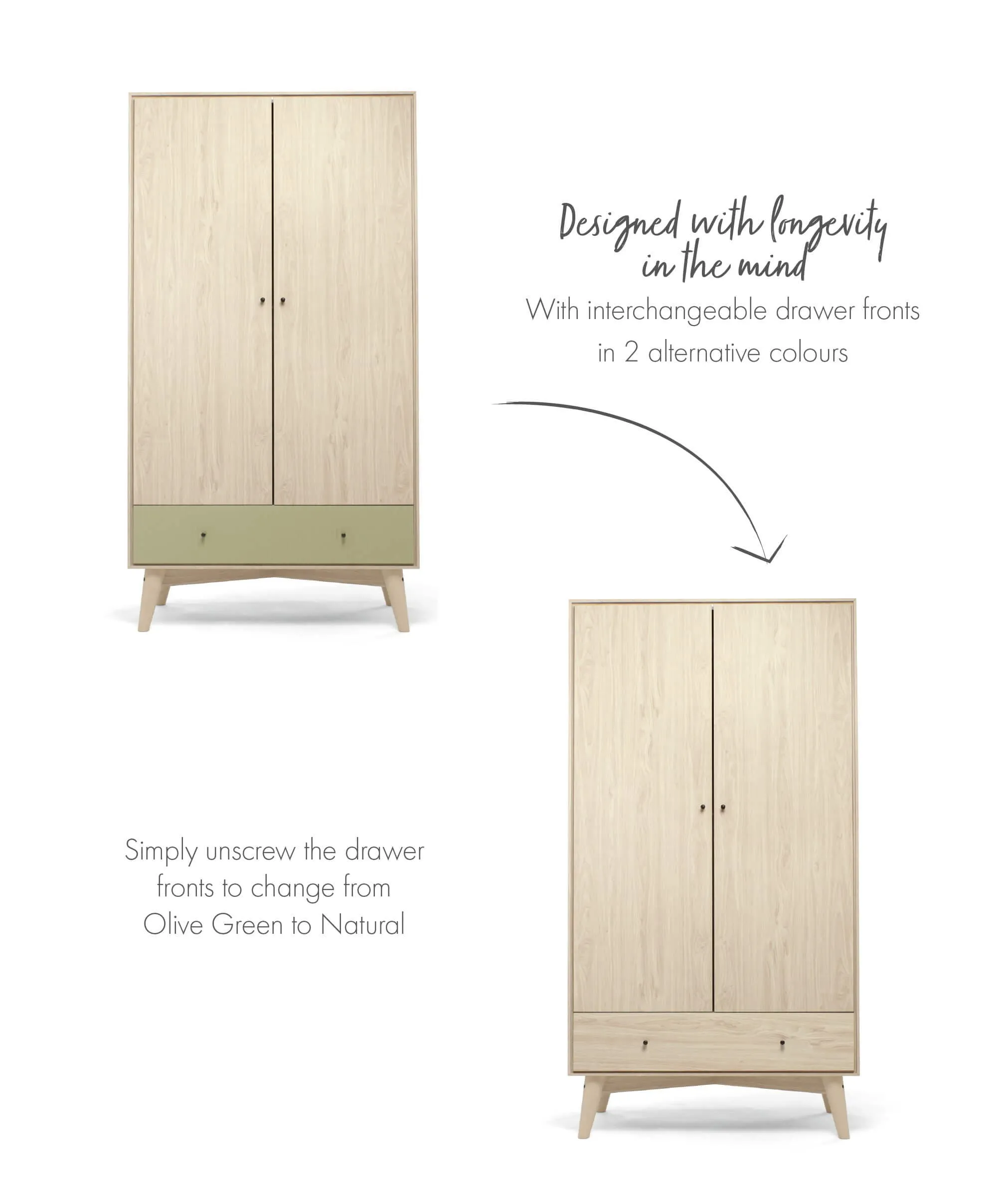 Coxley Wardrobe - Natural/ Olive Green