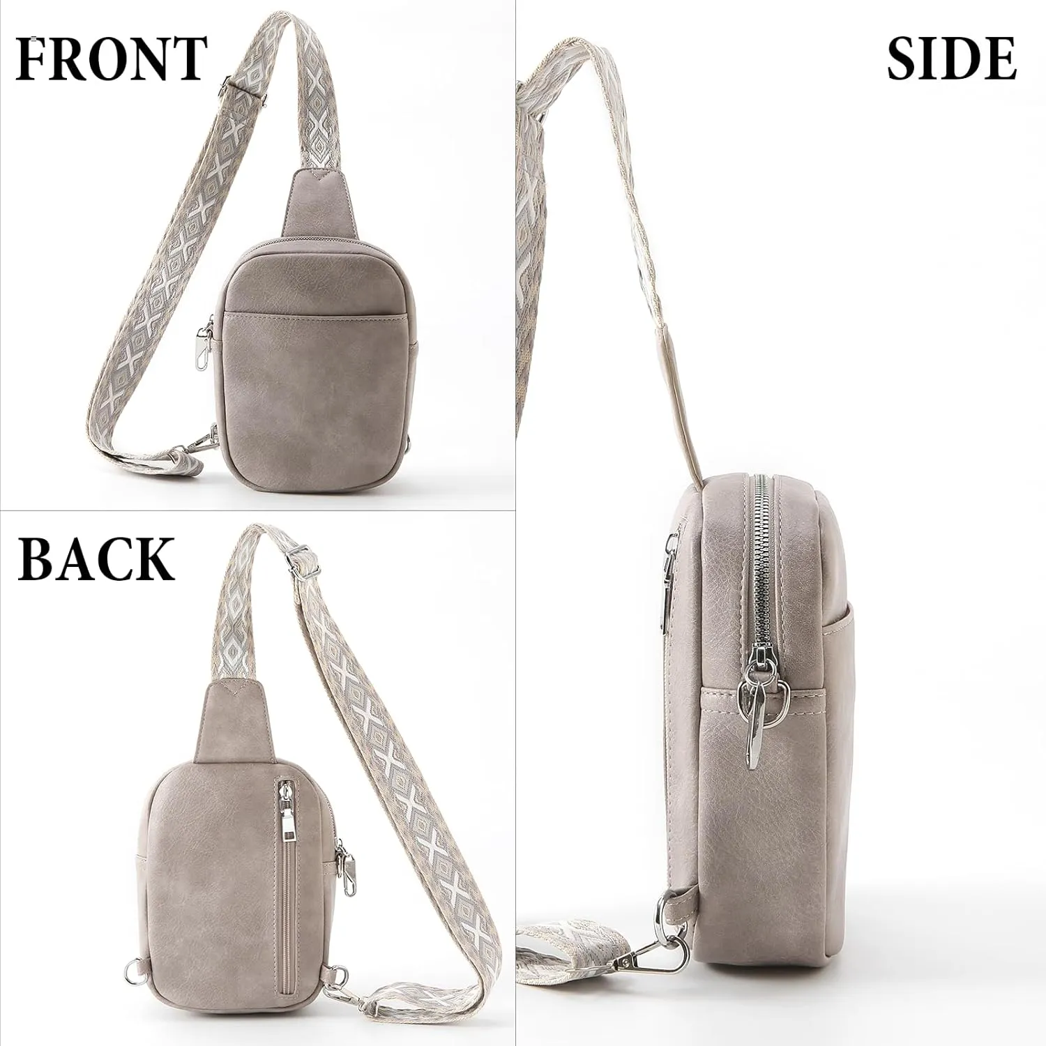 Crossbody Sling Bag for Women Man Anti Theft Vegan Leather Bag Anti Pickpocket Zipper Clip RFID Blocking Chest Bags