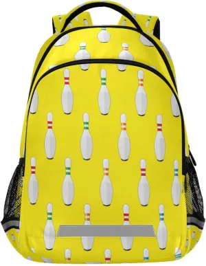 Dussdil Bowling Kid's Backpack Backpacks for Boys Girls, 16 inch Casual Daypack Back Pack Laptop Bag Double Zipper Travel Bags with Adjustable Shoulder Strap