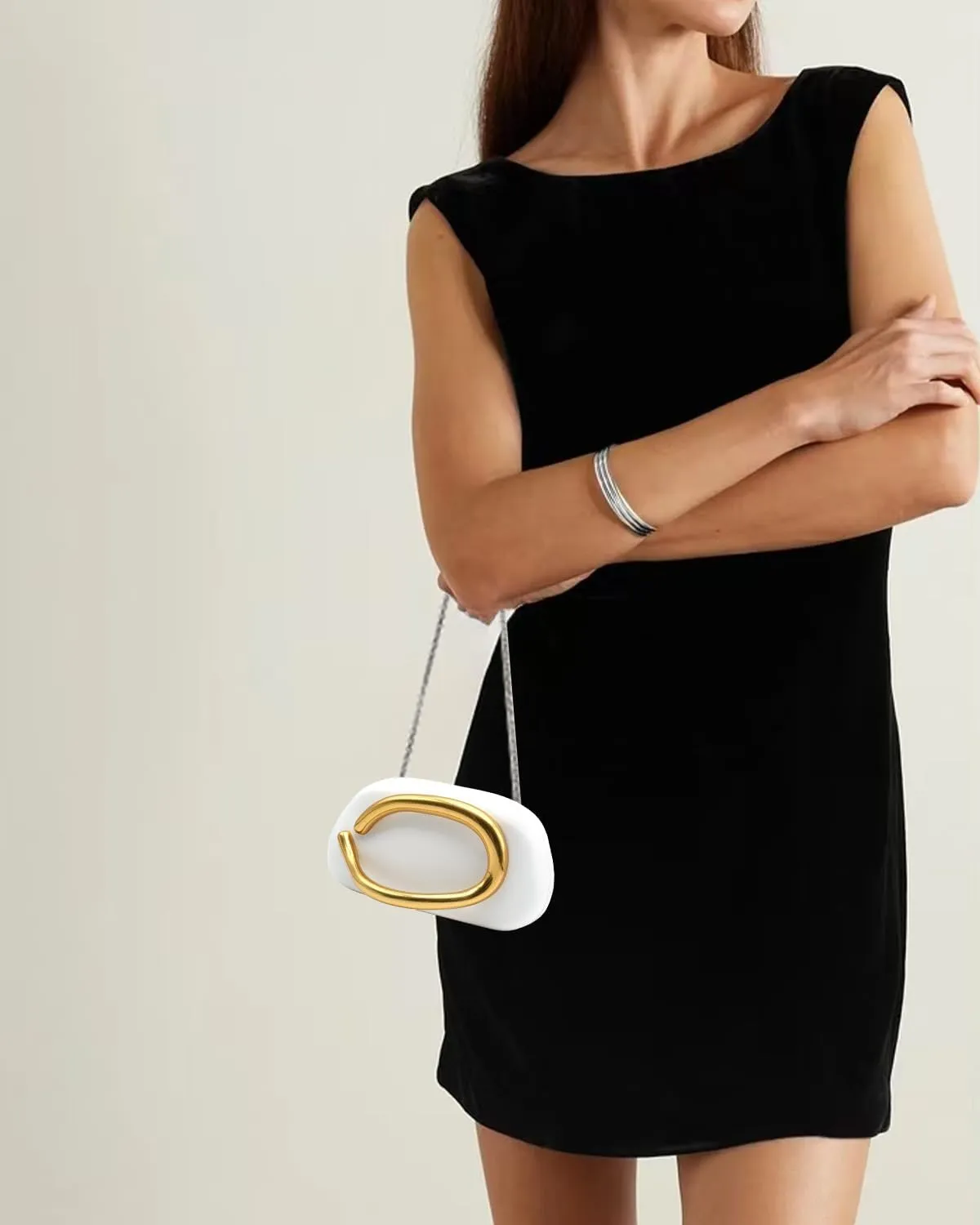 Evening Clutch Purse for Women, PU Leather Purse Evening Handbags Metal Chain Shoulder Bag, Crossbody Bag