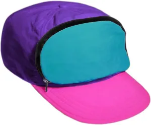 Fanny Pack Hat  Retro Neon 80s/90s Costume Hat with Hidden Zipper Pocket | Adjustable Festival & Rave Cap | Funny 80s Party Accessory & Gag Gift for Men & Women