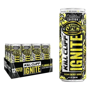 Kill Cliff Ignite Energy Drink, Joe Rogan Spicy Pineapple Fusion, Sugar Free Drinks with Green Tea, B Vitamins, Electrolytes and Natural Caffeine for Clean Energy and Hydration, Pre Workout, 12 Pack