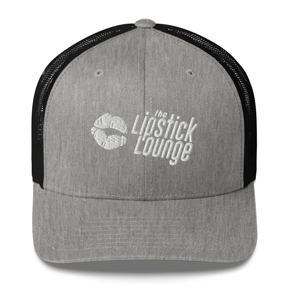 Lipstick Lounge White Logo Trucker Cap