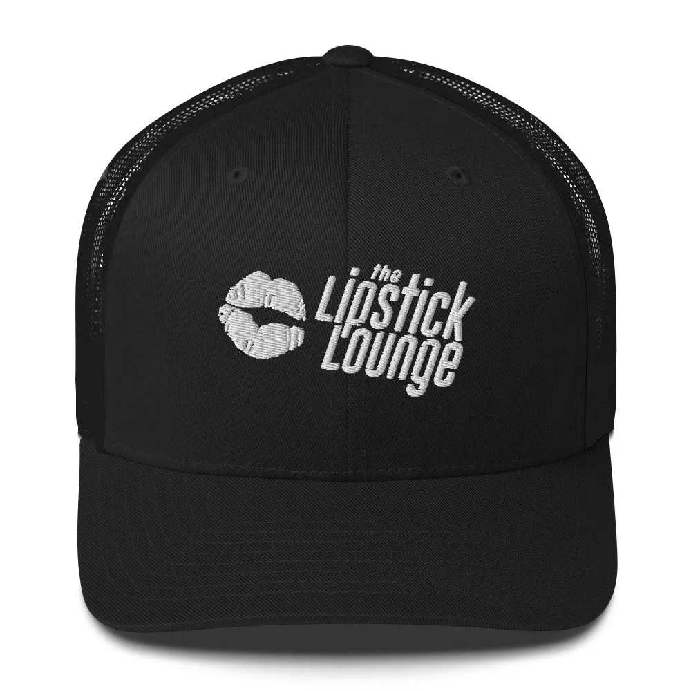 Lipstick Lounge White Logo Trucker Cap