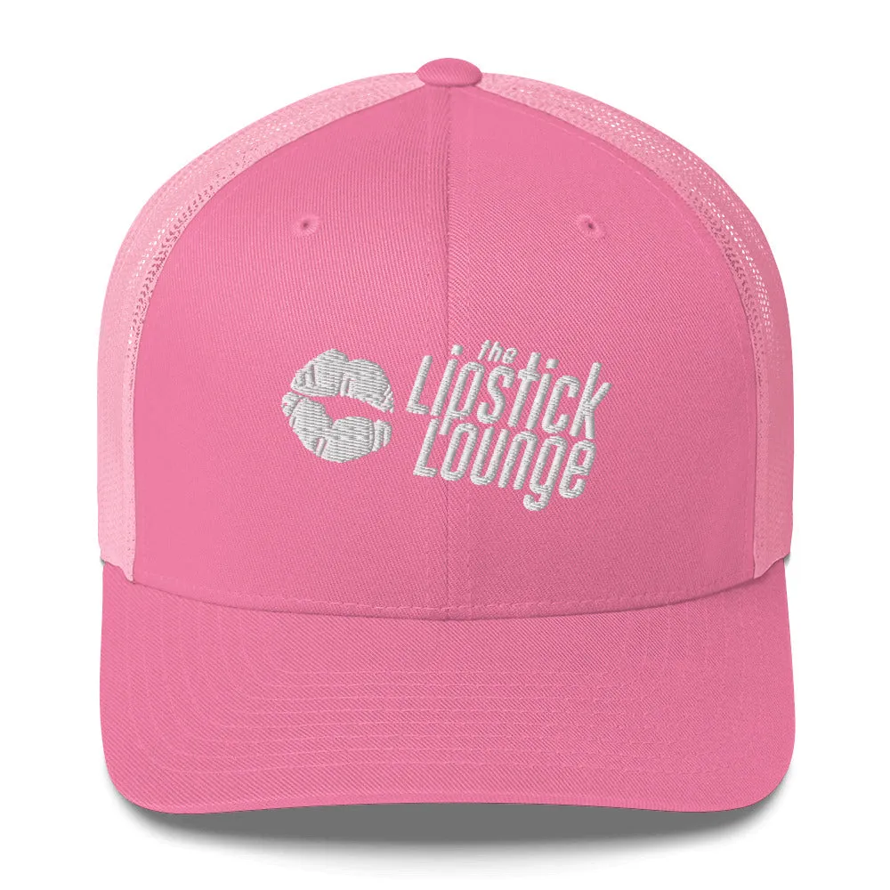 Lipstick Lounge White Logo Trucker Cap
