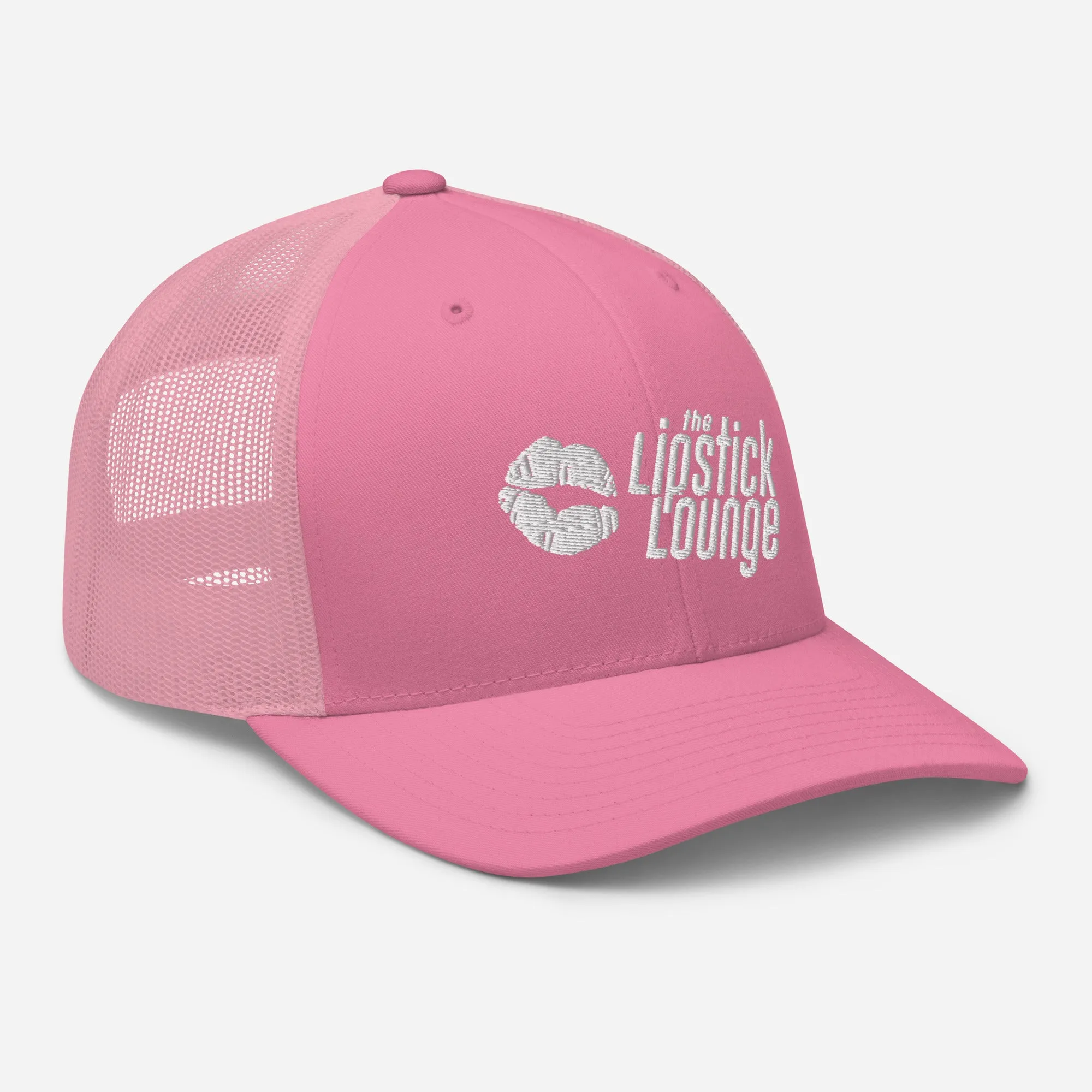 Lipstick Lounge White Logo Trucker Cap