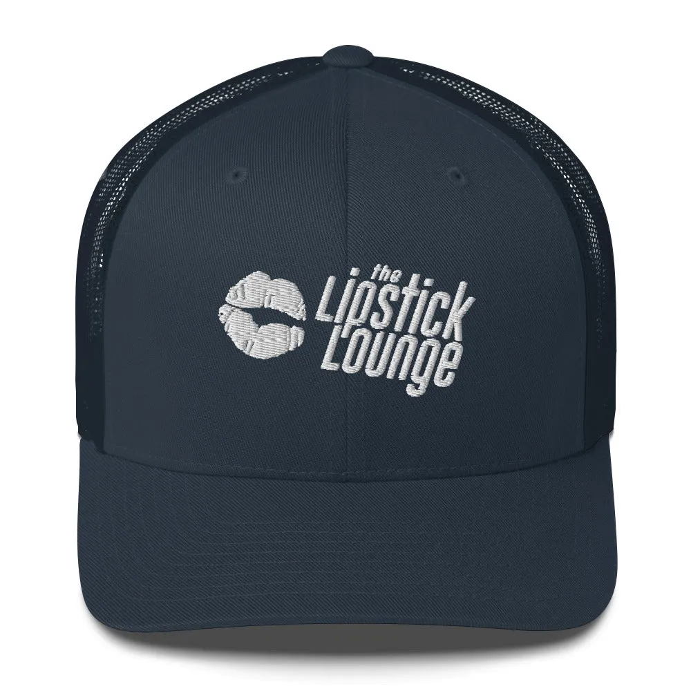 Lipstick Lounge White Logo Trucker Cap