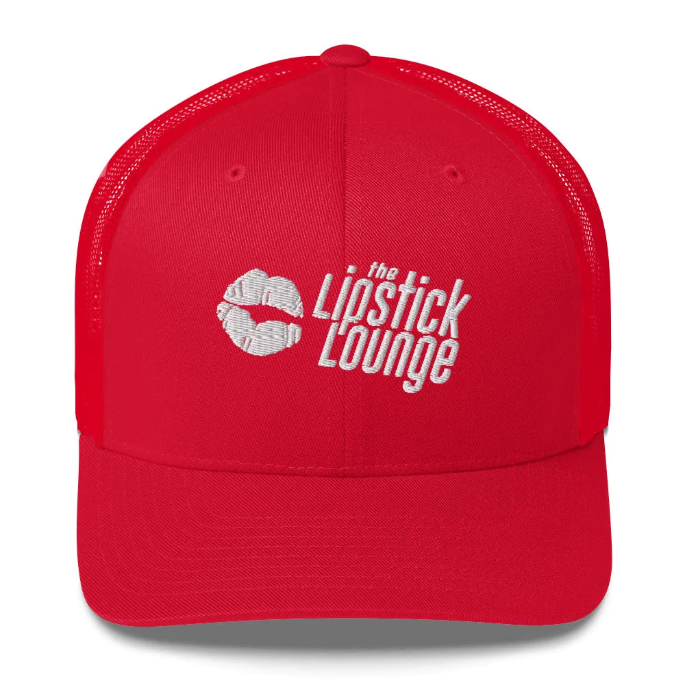 Lipstick Lounge White Logo Trucker Cap