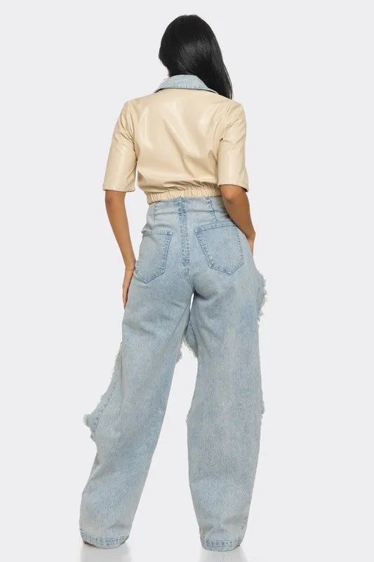 Reinvented Classic Two-Piece Pants Set Denim Ensemble