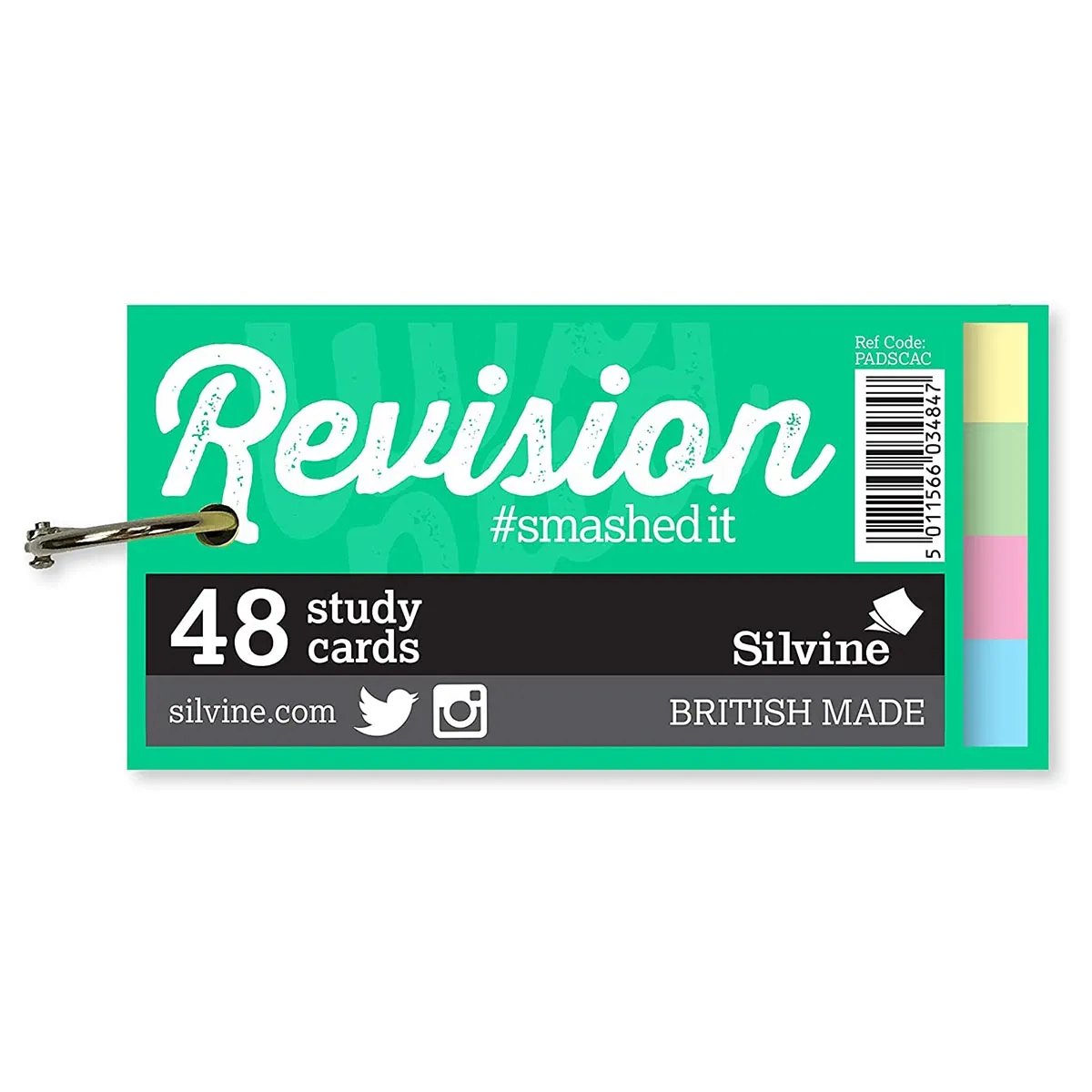 Silvine Revision Study 48 Cards in Assorted Colours with Ring Binder