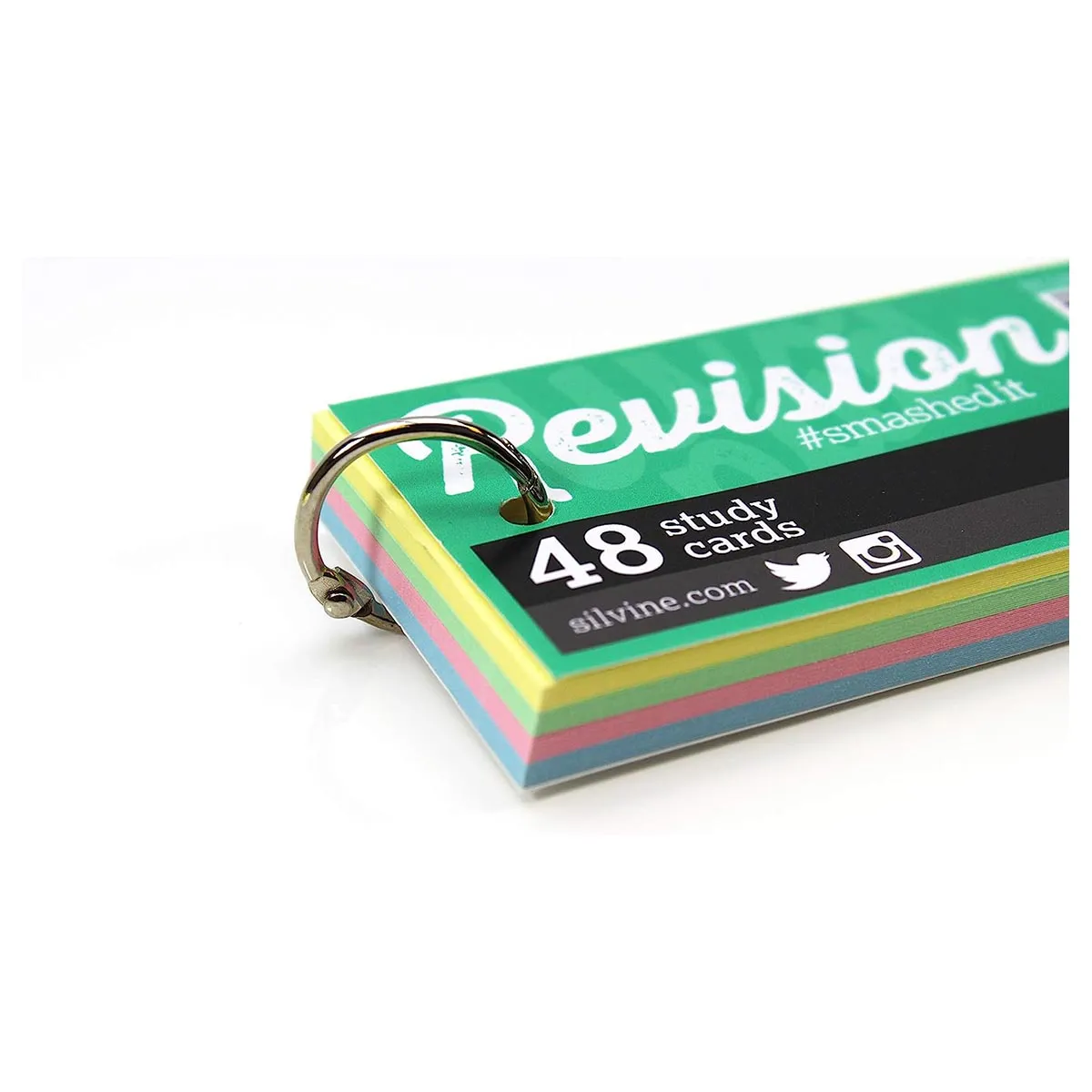 Silvine Revision Study 48 Cards in Assorted Colours with Ring Binder