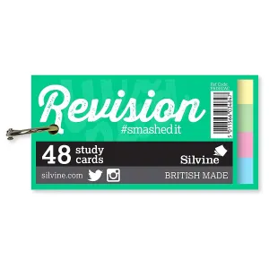 Silvine Revision Study 48 Cards in Assorted Colours with Ring Binder