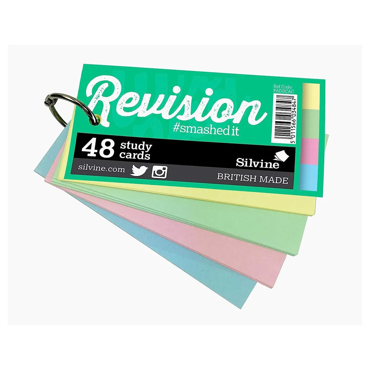 Silvine Revision Study 48 Cards in Assorted Colours with Ring Binder