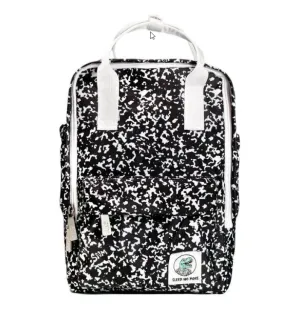 Sleep No More Preschool Backpack, Black Camouflage Print