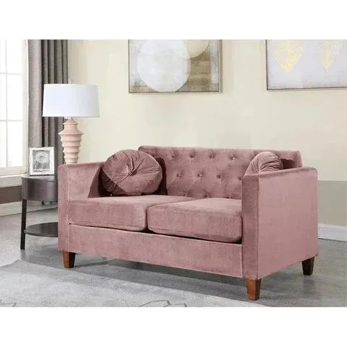 Velvet Square Arm Loveseat 2 Seater Sofa
