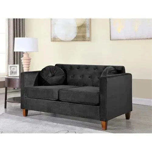 Velvet Square Arm Loveseat 2 Seater Sofa