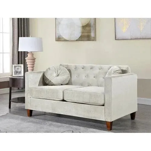 Velvet Square Arm Loveseat 2 Seater Sofa